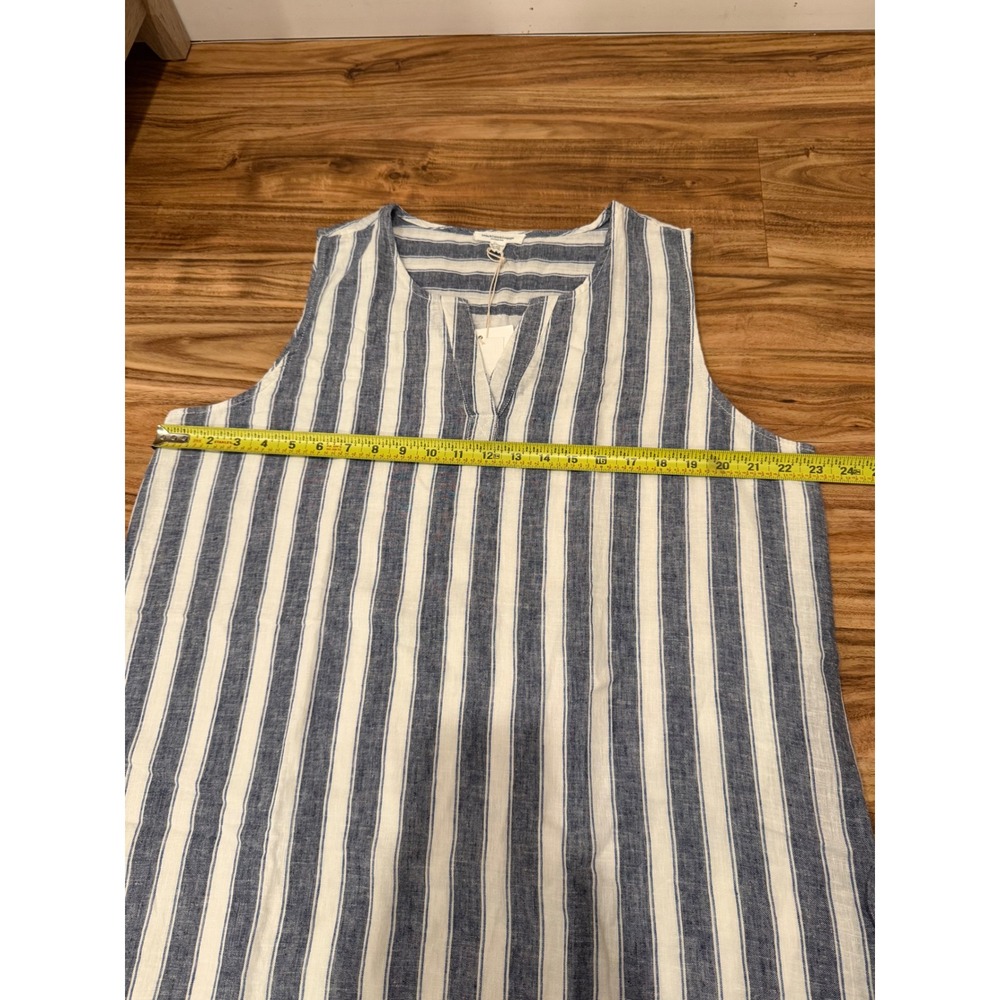 NWT Beach Lunch Lounge Linen/Cotton Sleeveless Tunic Dress Blue White Stripes XL - Picture 10 of 15